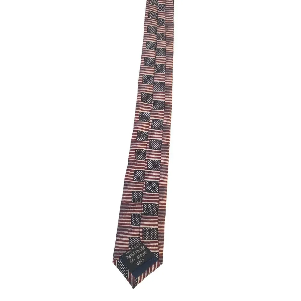 Carlos Devenezia Mens Tie Necktie‎ Designer Repeating American Flag Patriotic